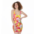 Sweet Gummy Print Sleeveless Bodycon Dress