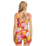 Sweet Gummy Print Sleeveless One Piece Swimsuit