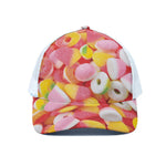 Sweet Gummy Print White Mesh Trucker Cap