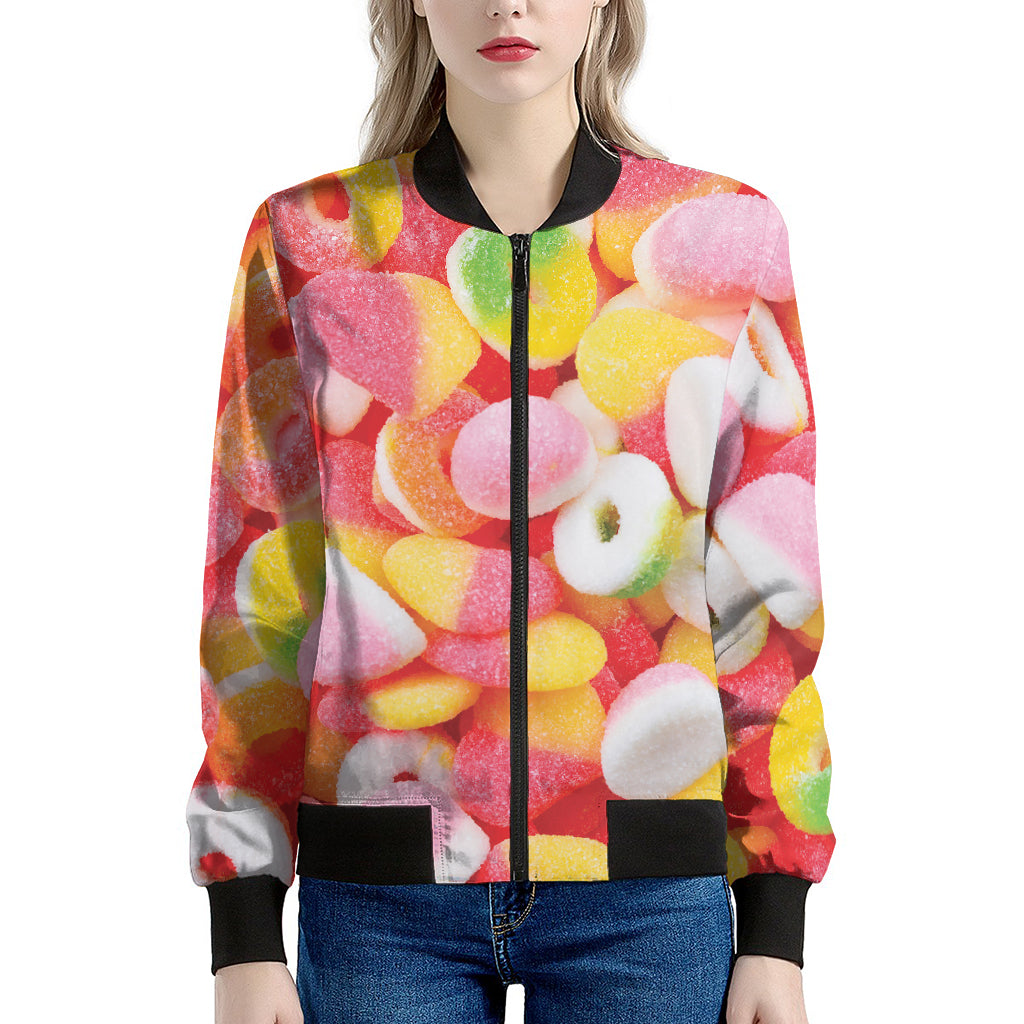 Sweet Gummy Print Women's Bomber Jacket