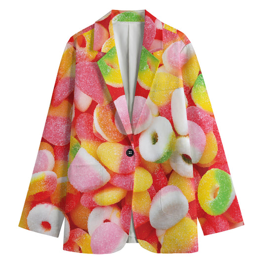 Sweet Gummy Print Women's Cotton Blazer