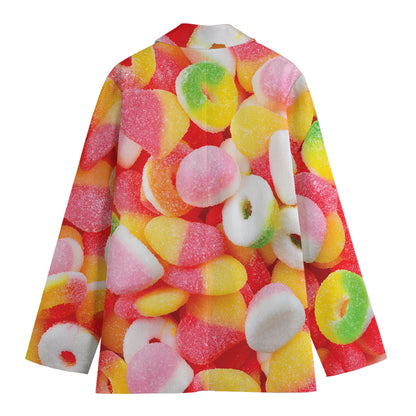 Sweet Gummy Print Women's Cotton Blazer
