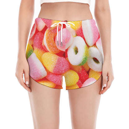 Sweet Gummy Print Women's Split Running Shorts
