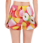 Sweet Gummy Print Women's Split Running Shorts