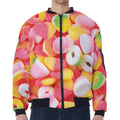 Sweet Gummy Print Zip Sleeve Bomber Jacket