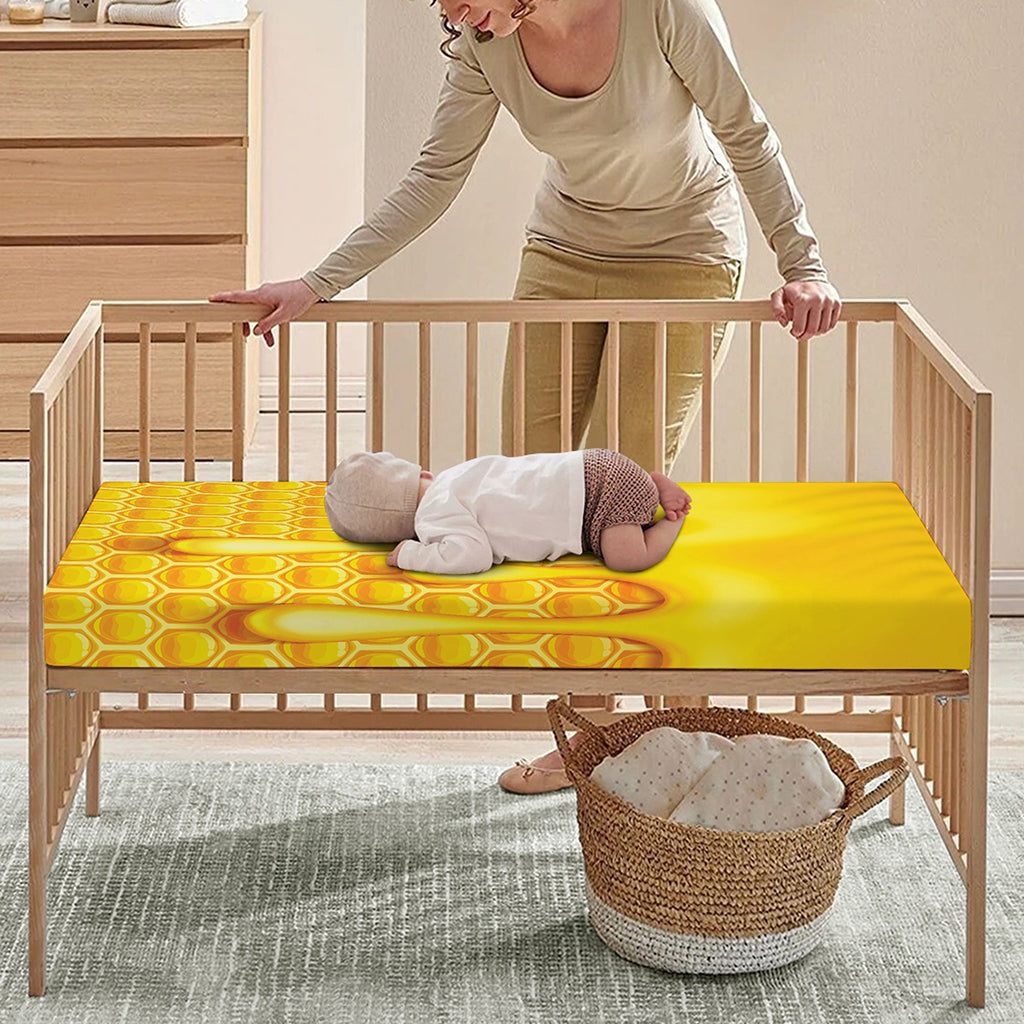 Sweet Honey Bee Hive Print Baby Crib Sheet