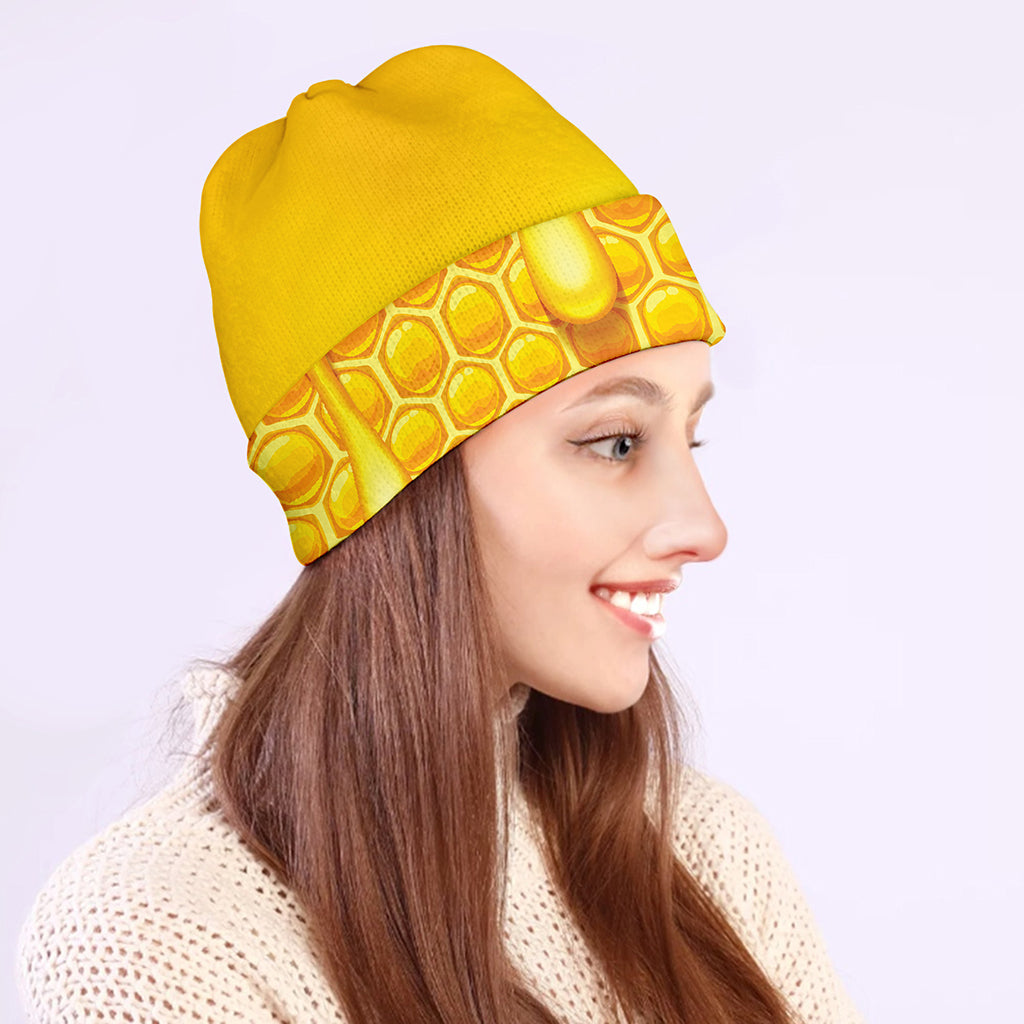 Sweet Honey Bee Hive Print Beanie