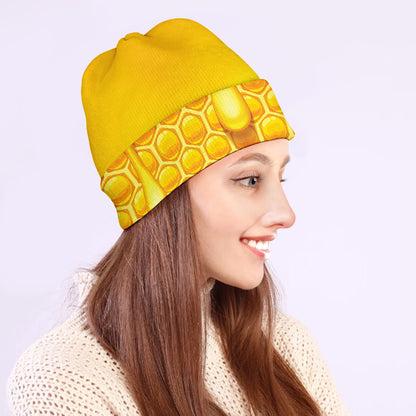Sweet Honey Bee Hive Print Beanie