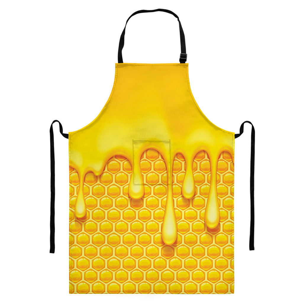 Sweet Honey Bee Hive Print Bib Apron With Pocket