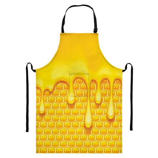 Sweet Honey Bee Hive Print Bib Apron With Pocket