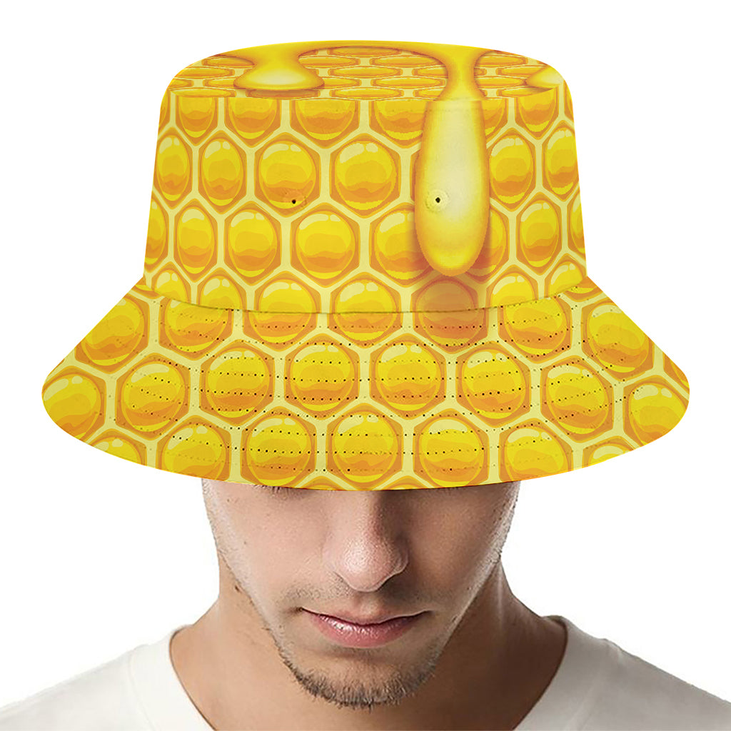 Sweet Honey Bee Hive Print Bucket Hat