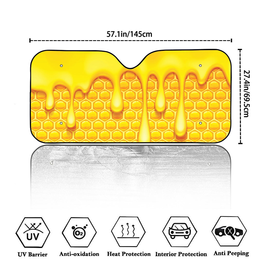 Sweet Honey Bee Hive Print Car Windshield Sun Shade