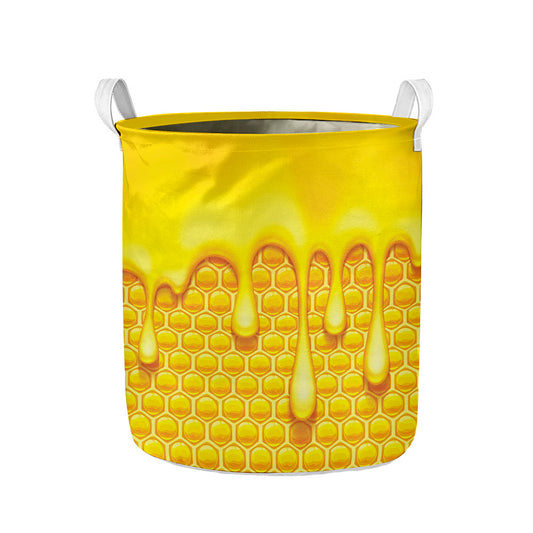 Sweet Honey Bee Hive Print Collapsible Laundry Basket