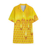 Sweet Honey Bee Hive Print Cotton Hawaiian Shirt