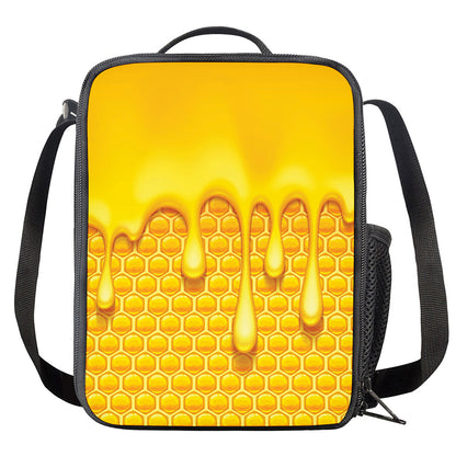 Sweet Honey Bee Hive Print Crossbody Lunch Bag