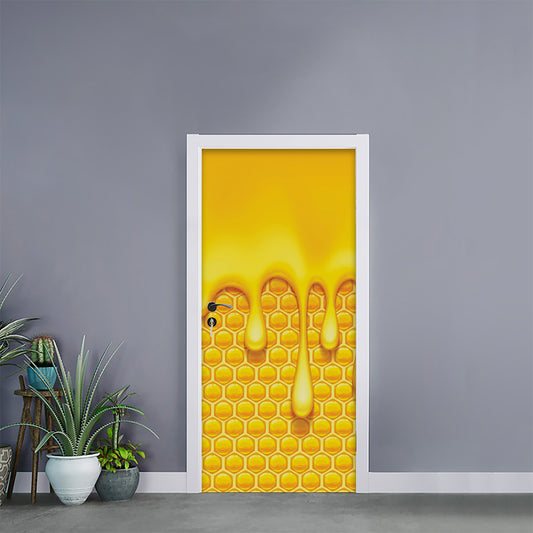 Sweet Honey Bee Hive Print Door Sticker