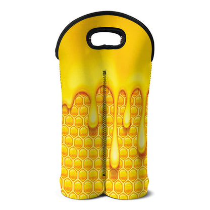 Sweet Honey Bee Hive Print Double Neoprene Wine Tote