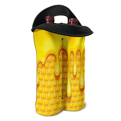 Sweet Honey Bee Hive Print Double Neoprene Wine Tote