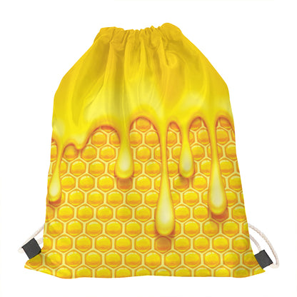 Sweet Honey Bee Hive Print Drawstring Bag