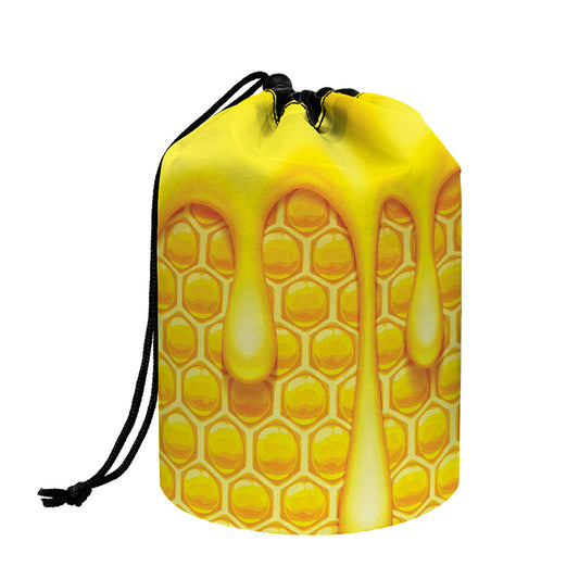 Sweet Honey Bee Hive Print Drawstring Makeup Bag