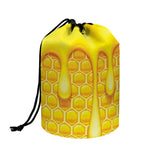 Sweet Honey Bee Hive Print Drawstring Makeup Bag