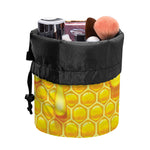Sweet Honey Bee Hive Print Drawstring Makeup Bag