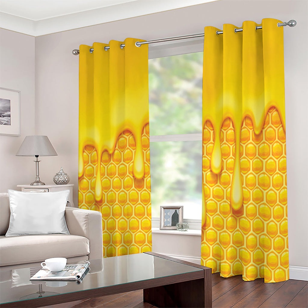 Sweet Honey Bee Hive Print Extra Wide Grommet Curtains