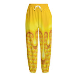 Sweet Honey Bee Hive Print Fleece Lined Knit Pants