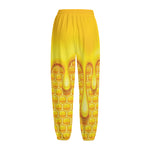 Sweet Honey Bee Hive Print Fleece Lined Knit Pants