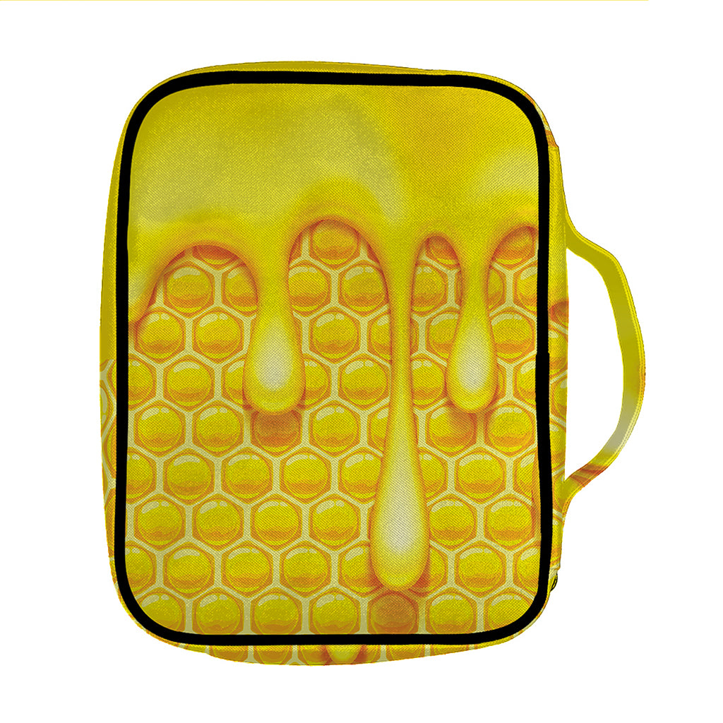 Sweet Honey Bee Hive Print Front Pocket Bible Bag