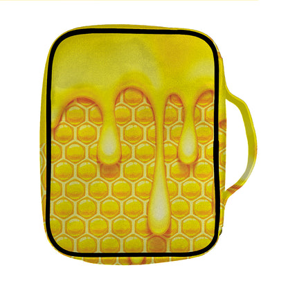 Sweet Honey Bee Hive Print Front Pocket Bible Bag