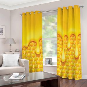 Sweet Honey Bee Hive Print Grommet Curtains