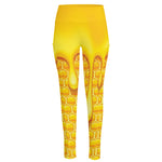 Sweet Honey Bee Hive Print High-Waisted Pocket Leggings
