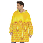 Sweet Honey Bee Hive Print Hoodie Blanket