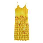 Sweet Honey Bee Hive Print Jersey Midi Cami Dress