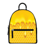 Sweet Honey Bee Hive Print Leather Backpack