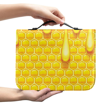 Sweet Honey Bee Hive Print Leather Bible Cover