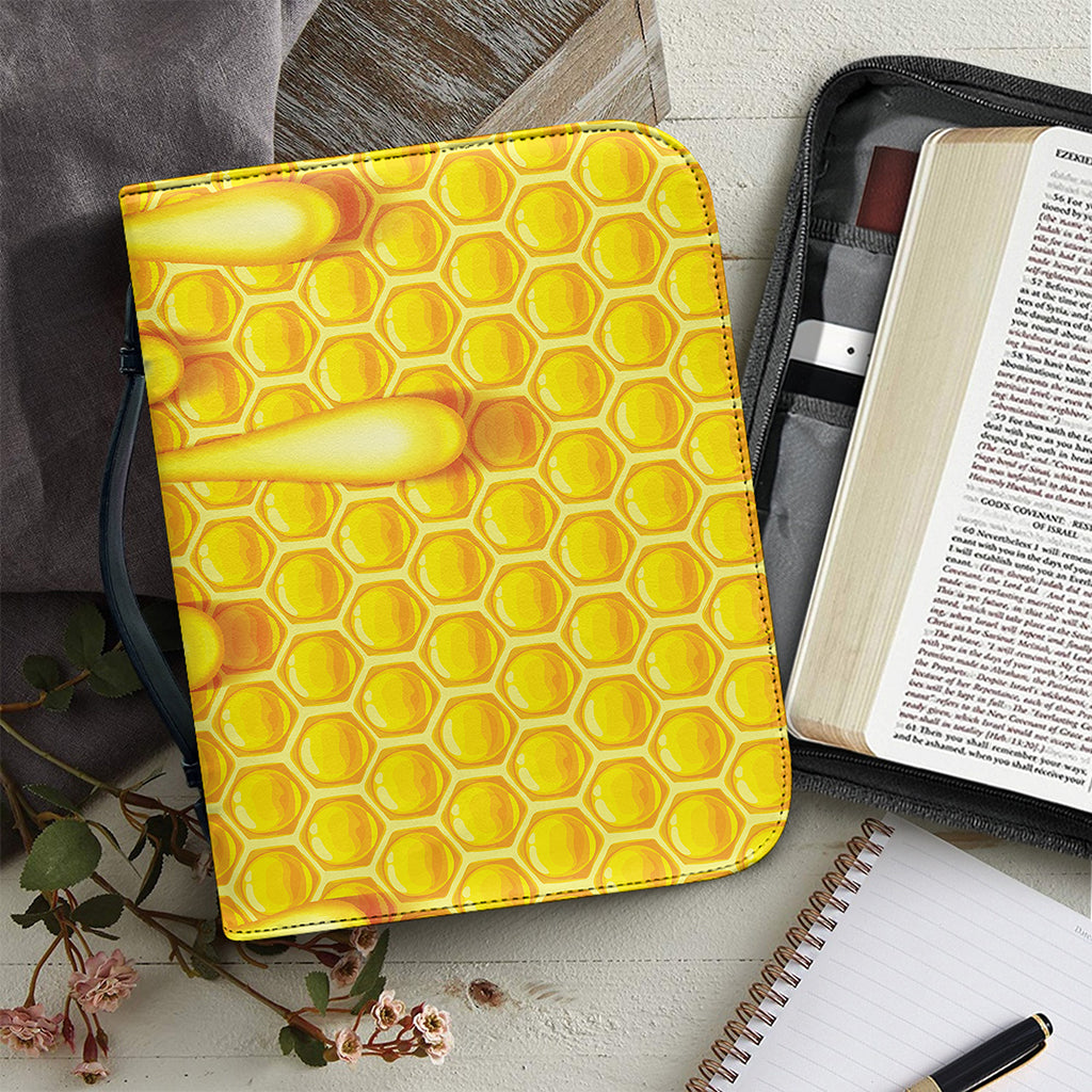 Sweet Honey Bee Hive Print Leather Bible Cover