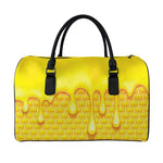 Sweet Honey Bee Hive Print Leather Duffle Bag