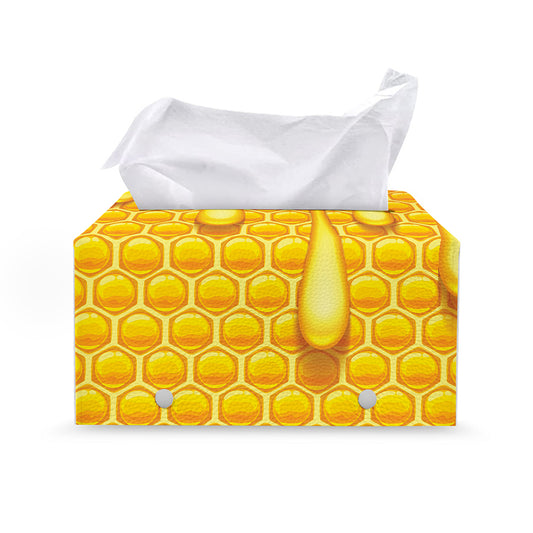 Sweet Honey Bee Hive Print Leather Tissue Box Cover