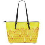 Sweet Honey Bee Hive Print Leather Tote Bag