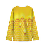 Sweet Honey Bee Hive Print Long Sleeve Short Coat