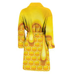 Sweet Honey Bee Hive Print Men's Bathrobe