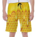 Sweet Honey Bee Hive Print Men's Beach Shorts
