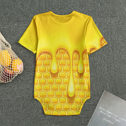 Sweet Honey Bee Hive Print Men's Bodysuit