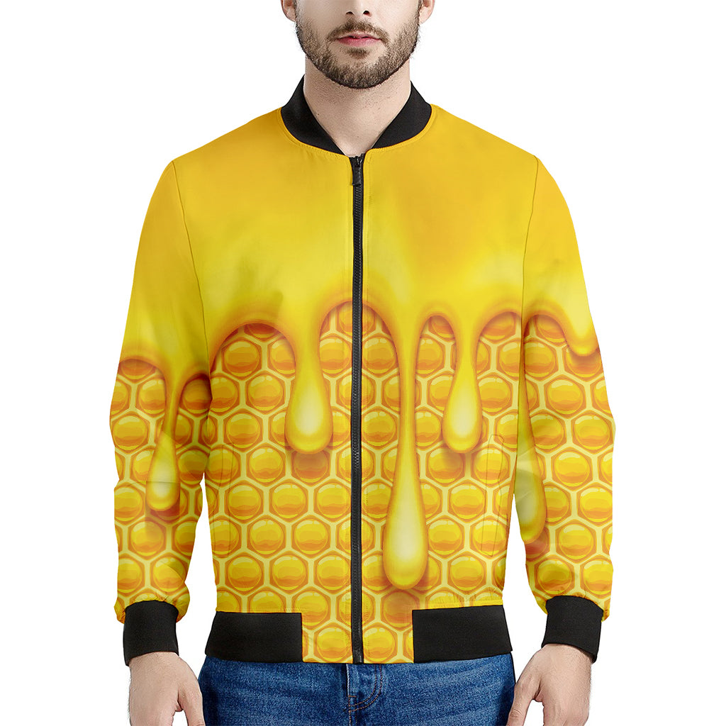 Sweet Honey Bee Hive Print Men's Bomber Jacket