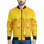 Sweet Honey Bee Hive Print Men's Bomber Jacket