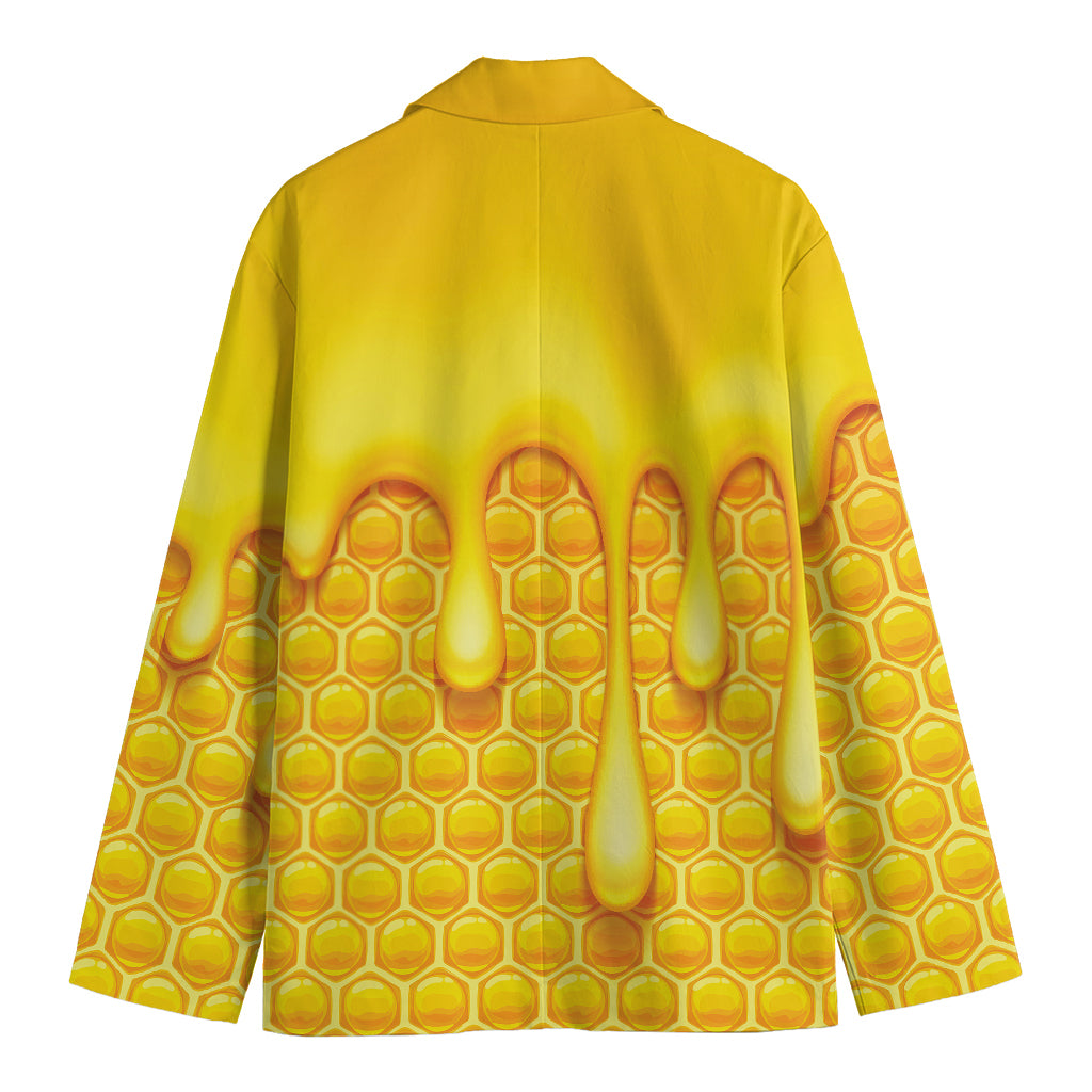 Sweet Honey Bee Hive Print Men's Cotton Blazer
