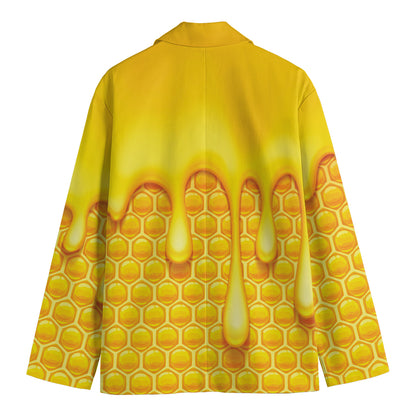 Sweet Honey Bee Hive Print Men's Cotton Blazer