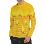 Sweet Honey Bee Hive Print Men's Long Sleeve Rash Guard